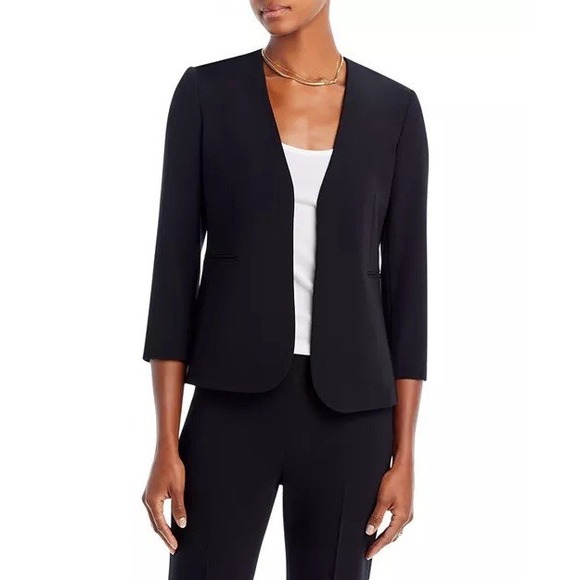 $275 New Theory 96% Wool Lindraya Admiral Crepe Blazer Size 12 Black